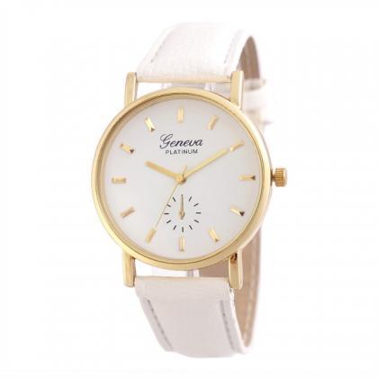 simple watch, white leather watch, ..