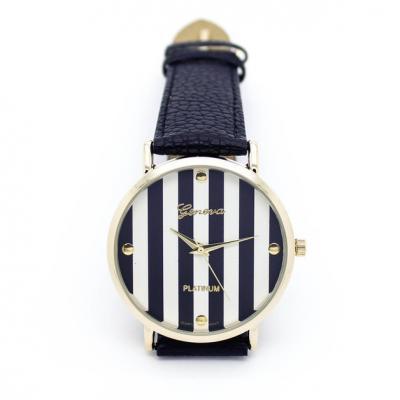 stripe watch, stripe leather watch, leather watch, bracelet watch, vintage watch, retro watch, woman watch, lady watch, girl watch, unisex watch, AP00016