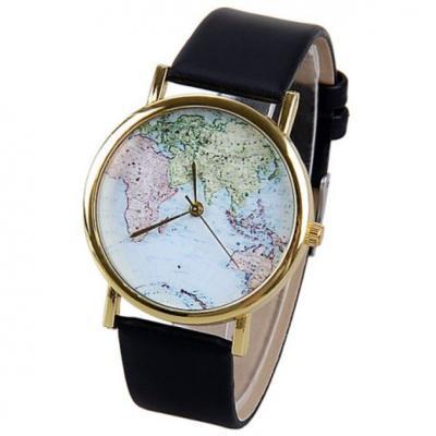 map watch, map leather watch, leather watch, bracelet watch, vintage watch, retro watch, woman watch, lady watch, girl watch, unisex watch, AP00017