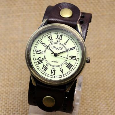 dark brown watch, leather watch, bracelet watch, vintage watch, retro watch, woman watch, lady watch, girl watch, unisex watch, man watch, AP00022
