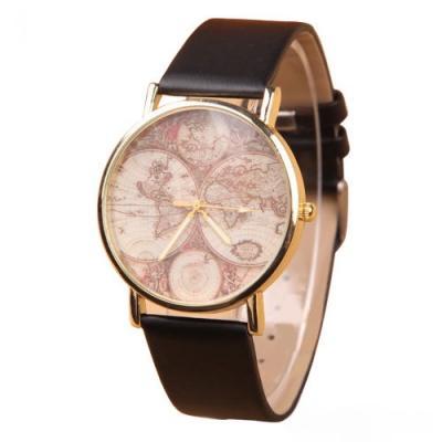 map watch, map leather watch, leather watch, bracelet watch, vintage watch, retro watch, woman watch, lady watch, girl watch, unisex watch, AP00075