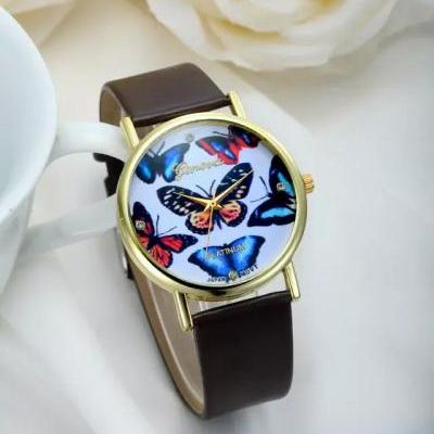 Butterfly watch, leather watch, bracelet watch, vintage watch, retro watch, woman watch, lady watch, girl watch, unisex watch, AP00245