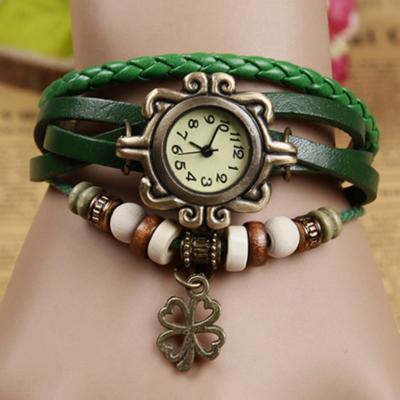 leaf watch, leaf leather watch, green bracelet watch, leather watch, bracelet watch, vintage watch, retro watch, woman watch, lady watch, girl watch, unisex watch, AP00320