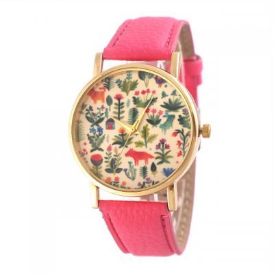 flower watch, flower leather watch, floral watch, leather watch, bracelet watch, vintage watch, retro watch, woman watch, lady watch, girl watch, unisex watch, AP00404