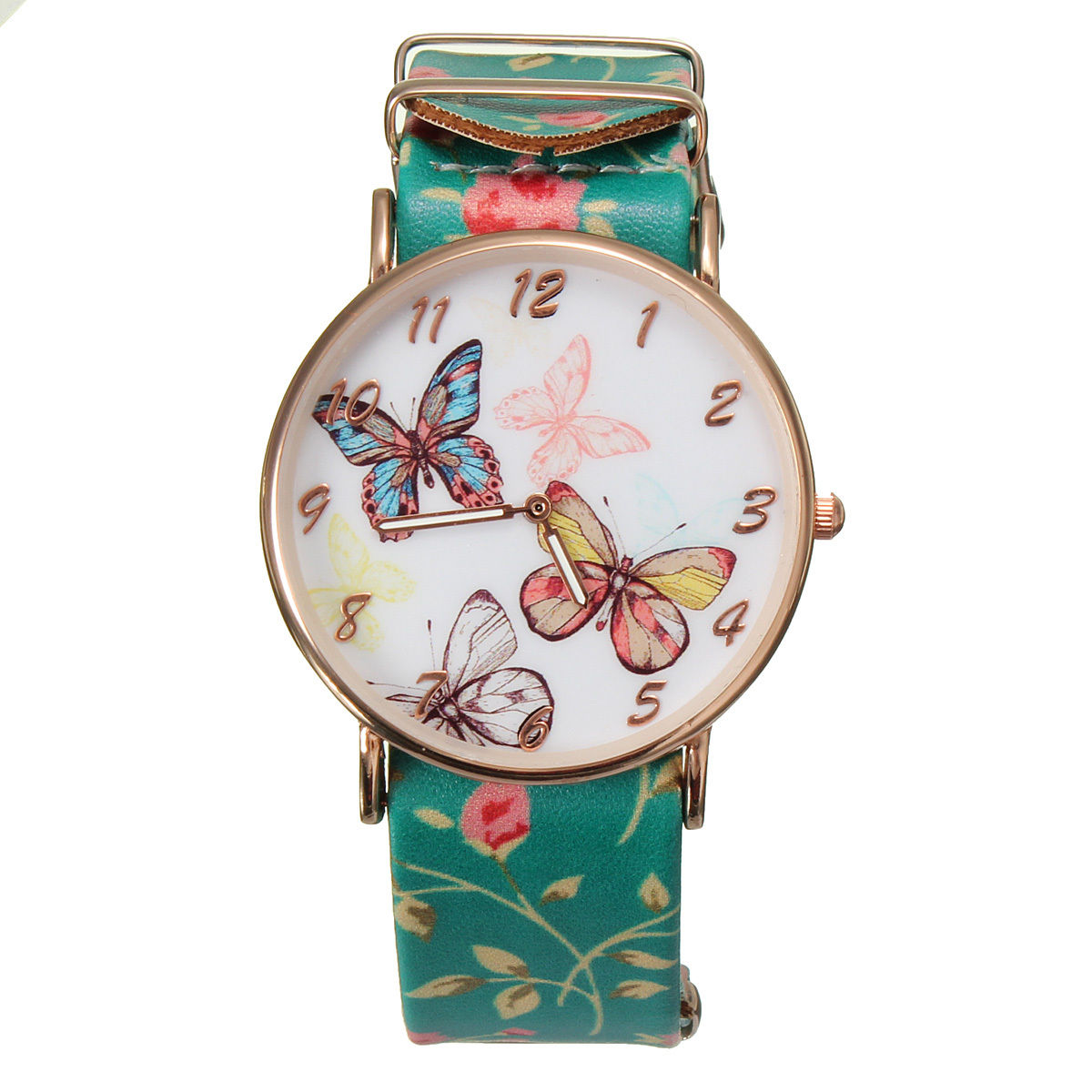 Butterfly Watch, Butterfly Leather Watch, Green Bracelet Watch, Leather ...