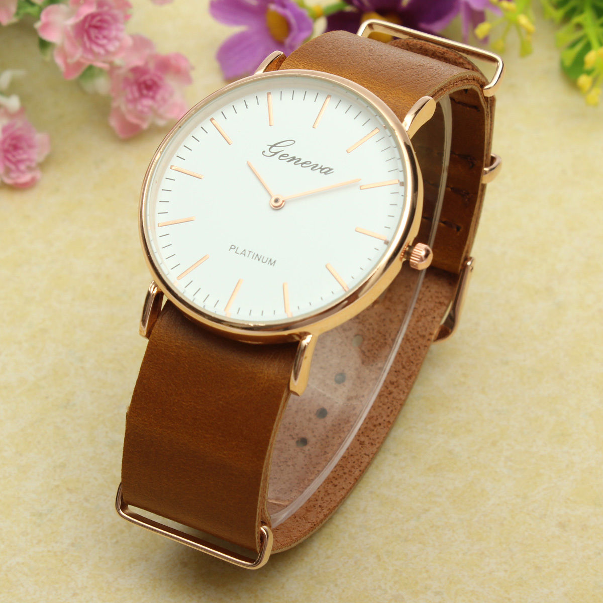 light brown leather watch
