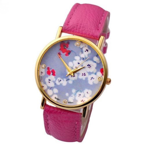 Flower Watch, Flower Leather Watch, Floral Watch, Leather Watch ...