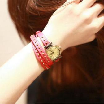 hot pink leather watch