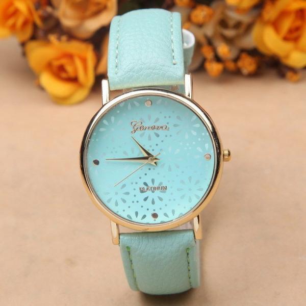 Flower Watch, Mint Leather..