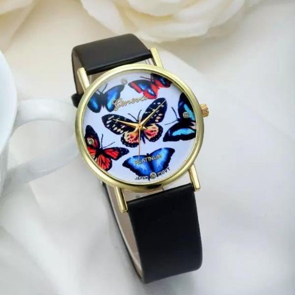 Butterfly Watch, Leather Watch, Bracelet Watch, Vintage Watch, Retro ...