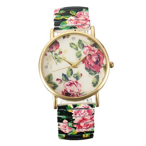 Flower Watch, Elastic Band Watch, Bracelet Watch, Vintage Watch, Retro ...