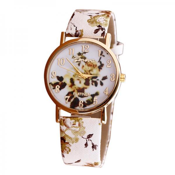 Flower Leather Band Watch, Bracelet Watch, Vintage Watch, Retro Watch ...