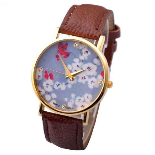 Flower Watch, Flower Leather Watch, Floral Watch, Leather Watch ...