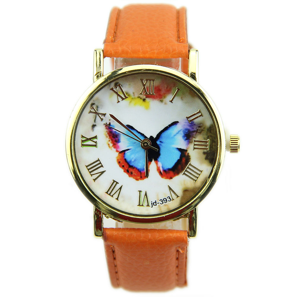 Butterfly Watch, Leather Watch, Bracelet Watch, Vintage Watch, Retro
